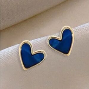 Blue Heart & Gold Dainty Stud Earrings - Gift Ready
C3